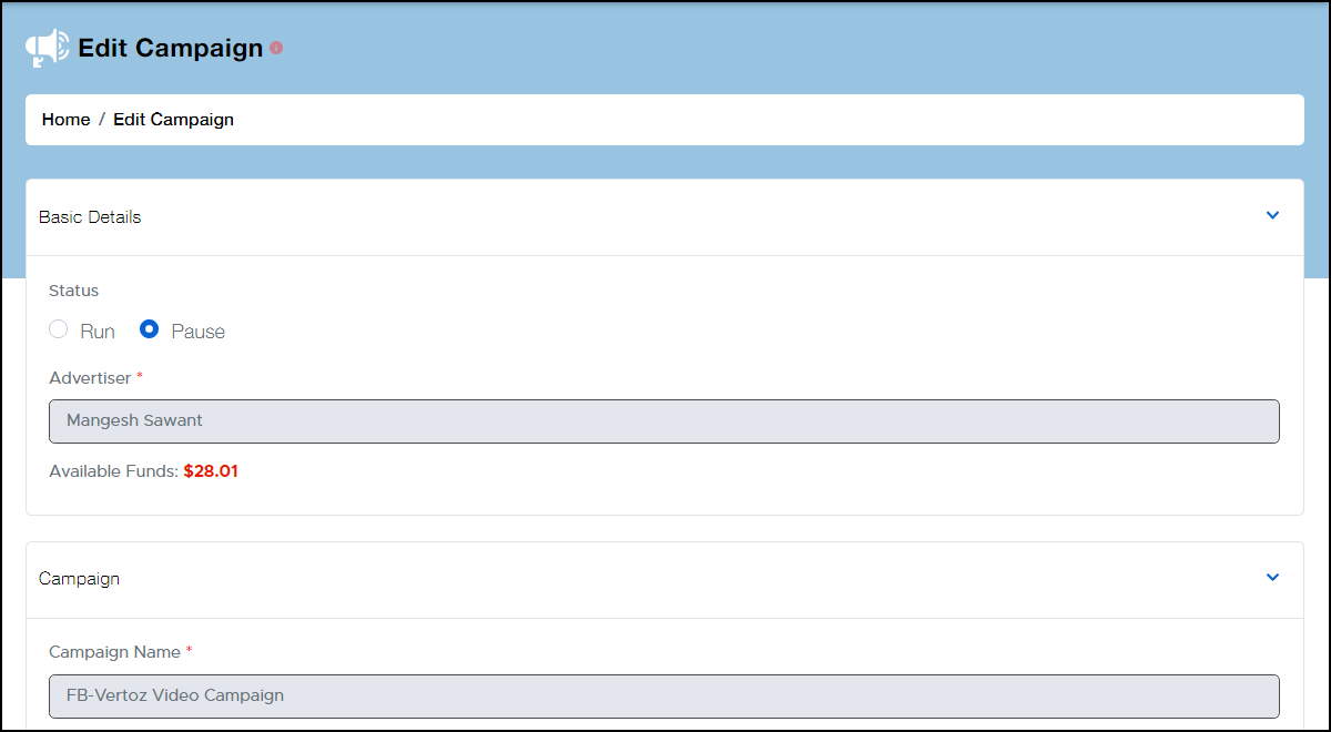 Edit campaign for View only